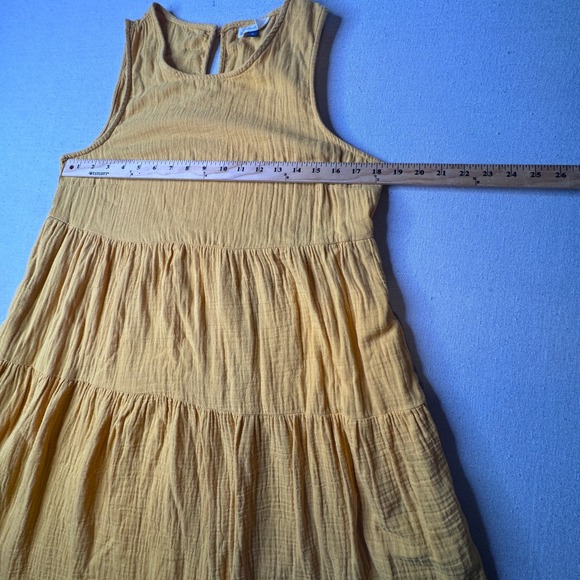Universal Thread Mustard Yellow Cotton Gauze Tiered Sleeveless Mini Dress Medium - Picture 6 of 8